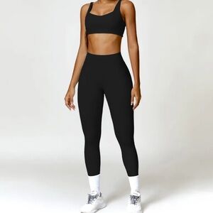 Black Sports Bra and Leggings Set